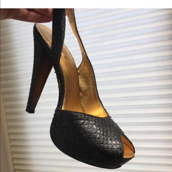 Black Faux Snakeskin Platform Heel - Picture 7 of 8